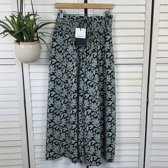 New En Saison X Anthropologie‎ Arielle Pants Wide Leg Smocked Waist Tie Size S - Picture 1 of 13